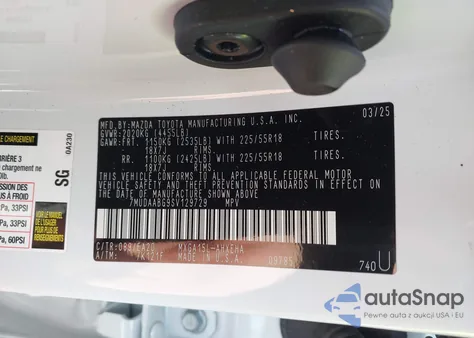 2025 Toyota Corolla Cross Xle из США, поврежденный, VIN 7MUDAABG9SV129729